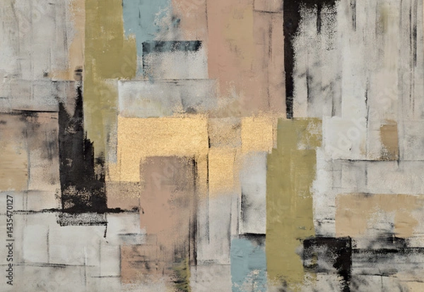 Fototapeta Abstract artwork with dynamic lines and soft colors, creating a harmonious and modern composition, perfect for contemporary interior design and artistic projects
