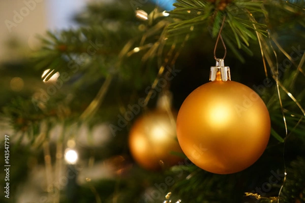 Obraz goldene Christbaumkugeln