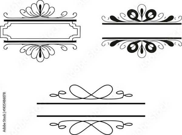 Fototapeta Elegant Decorative Dividers and Frames Vector Illustration Set