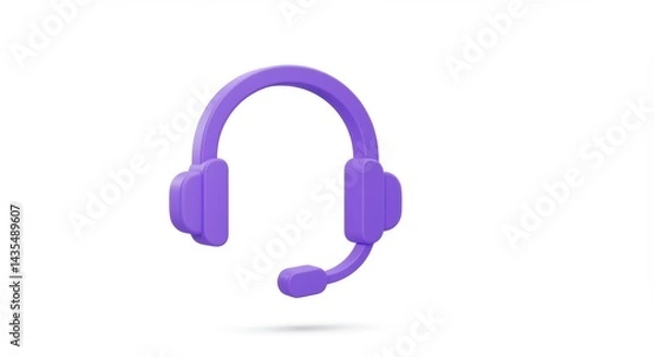 Obraz Lavender Headset: Minimalist 3D Render on White, Communication Tool.