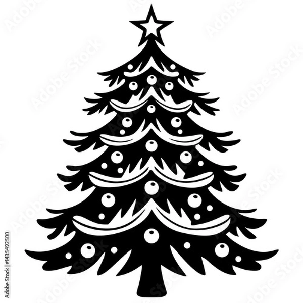 Fototapeta xmas tree silhouette vector on tranparent background