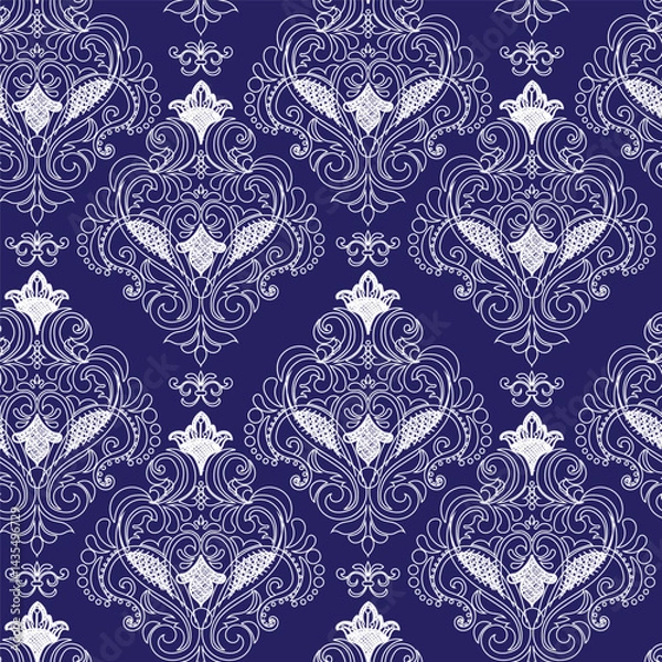 Fototapeta Vector illustration of Abstract Seamless pattern, classic flowers and leaves