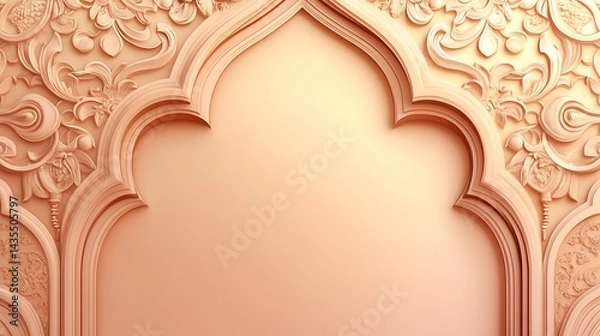 Fototapeta Peach Islamic Arch Background.