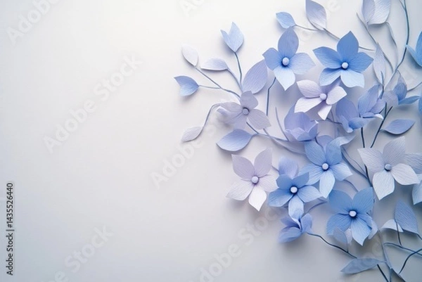 Fototapeta Delicate paper flowers in pastel shades create a tranquil aesthetic arrangement.