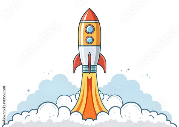 Fototapeta Launch of a rocket clip art on a transparent background