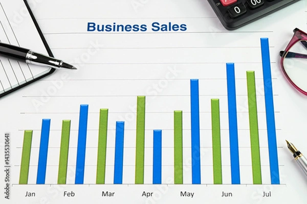 Obraz Business growth chart report with horizontal graphs.