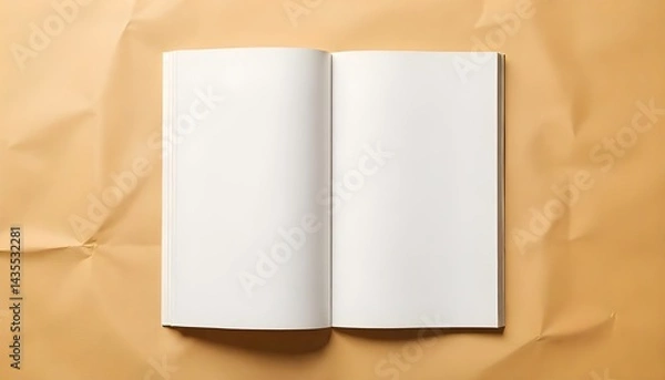 Fototapeta Folded zine cover mockup with editable design area, placed on wrinkled brown paper background