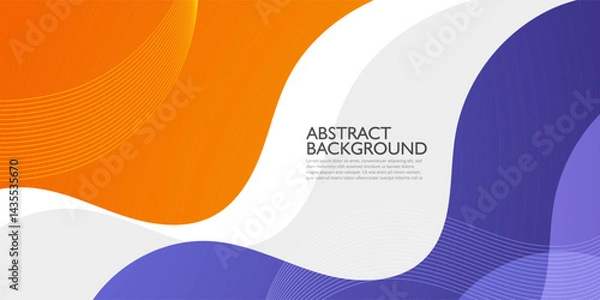 Fototapeta Abstract colorful bright wave fluid orange and purple background. Trendy banner with wave pattern. Eps10 vector