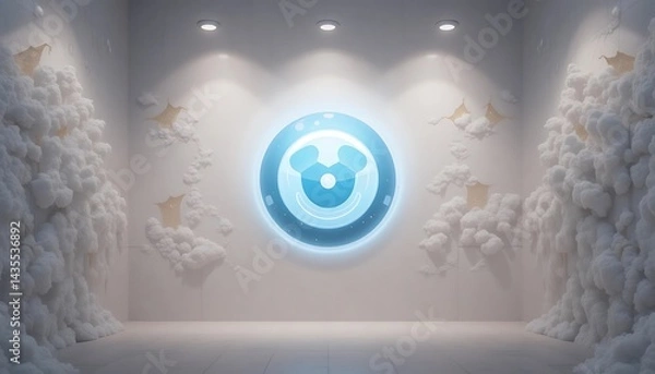 Obraz Smiling Icon Glows in Dreamy Cloud Room