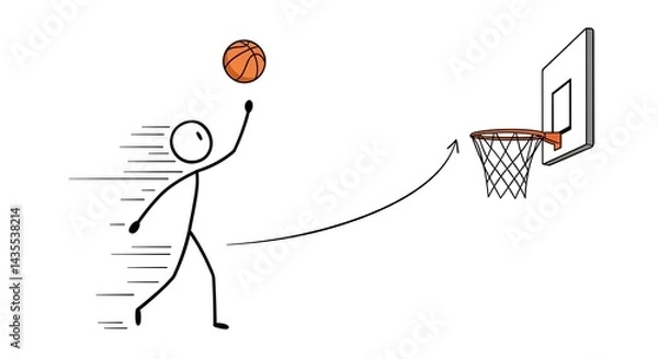 Obraz Stick Figure Basketball: A Simple, Dynamic Shot