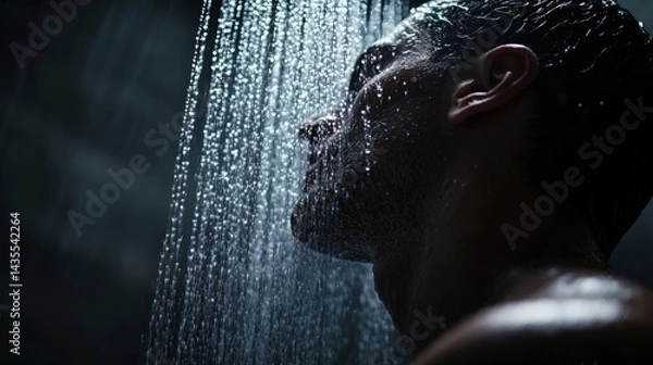 Obraz Man taking a shower