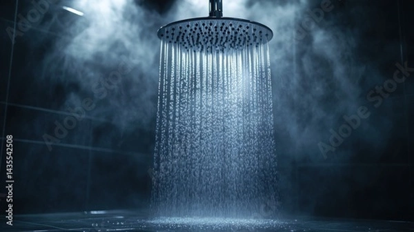 Obraz A powerful shower head releases water