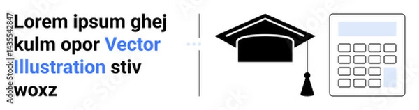 Obraz Education concept with a graduation cap and calculator. Ideal for learning, mathematics, academic success, student resources, university pages, school portals, simple landing page