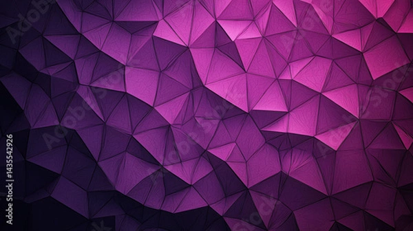 Fototapeta Abstract Geometric Background with Purple and Pink Triangular Facets in 3D Style