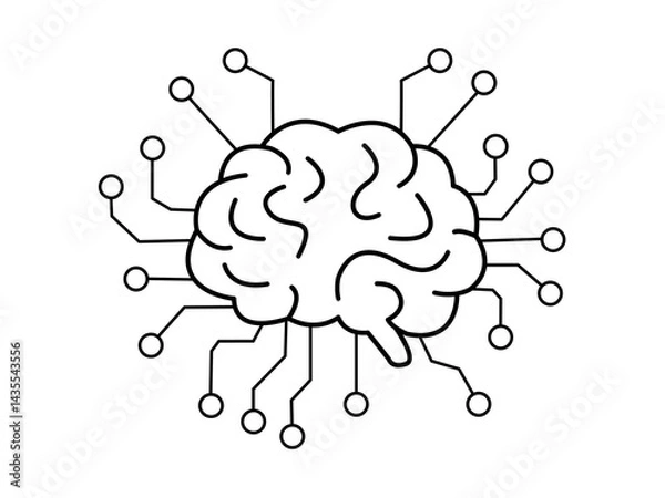 Obraz Artificial Intelligence Brain with Circuit Lines – AI Technology Concept Vector