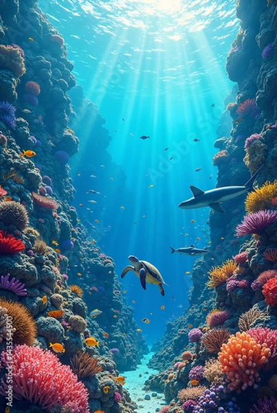 Obraz coral reef and diver