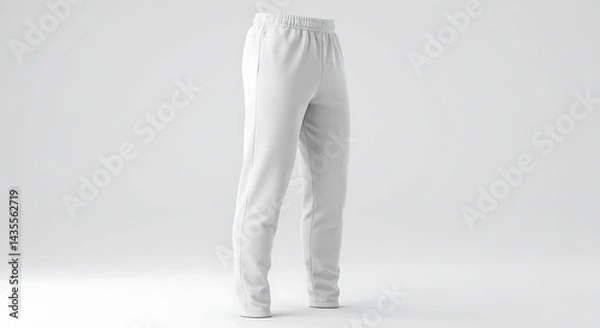 Obraz Isolated White Sweatpants Mockup on Clean Background for Fashion Design