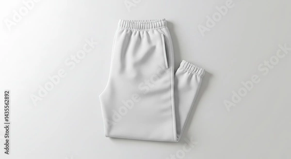 Fototapeta Folded Sweatpants on White Background Comfortable Casual Apparel