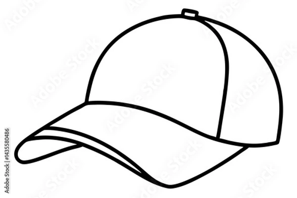 Fototapeta Baseball Cap With Flag Patch Line Art Vector Illustration
