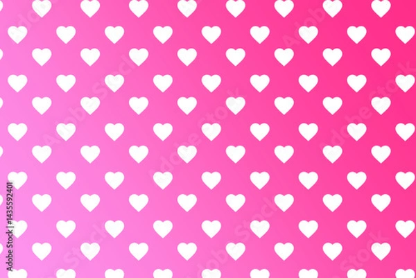 Fototapeta Simplisitc, repeating white to pink gradient heart pattern on pink gradient background 