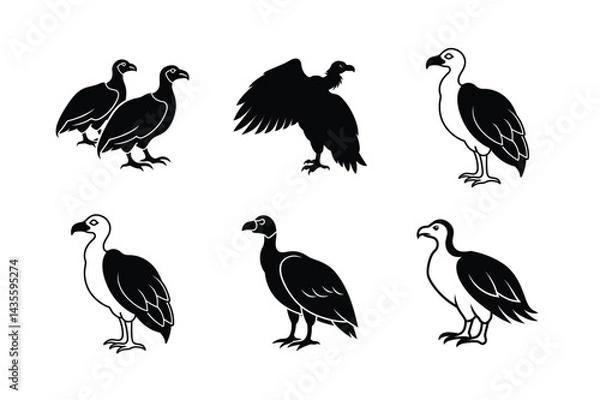Obraz Vultures Vector Silhouette Dynamic Pose With Strong Style