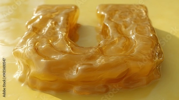 Obraz Liquid U Letter with Golden Flow.