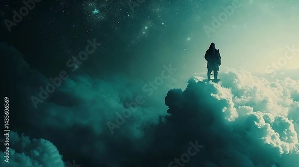 Obraz Lone Figure on Cloudscape.