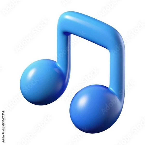 Fototapeta Blue musical note symbol rendering on white background