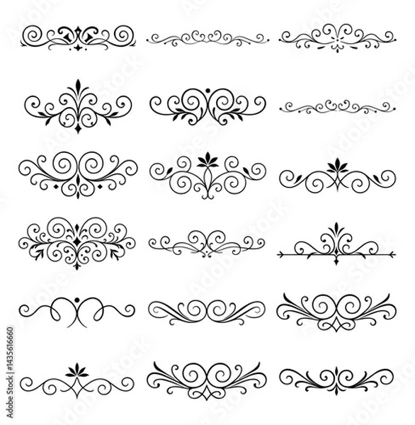 Obraz illustration of decorative line dividers with different styles	