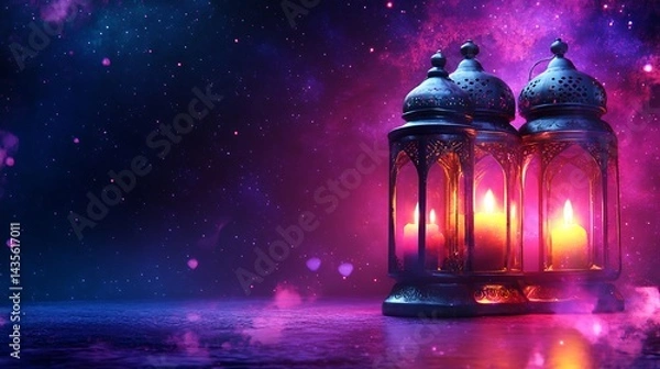 Obraz Luminous Ramadan Lanterns with Night.