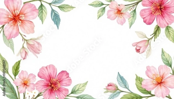 Fototapeta Delicate watercolor floral pattern, perfect for spring invitations , color, invitation, texture