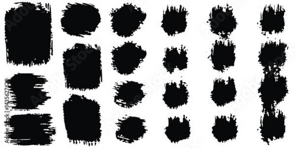 Fototapeta Collection of Black Ink Brush Strokes and Splats