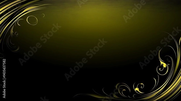 Fototapeta Gold swirl frame with dark background.