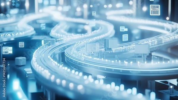 Fototapeta Complex network of luminous transportation routes.