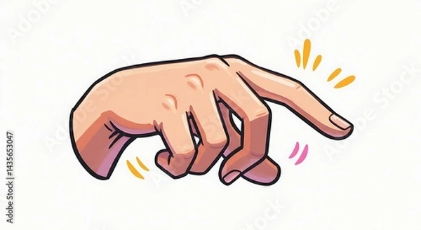 Fototapeta Hand Tapping Index Finger Cartoon Illustration on White Background