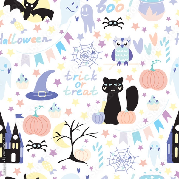Fototapeta Halloween seamless pattern in vector