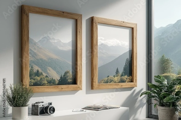 Obraz Two framed nature photographs displayed on a wall.