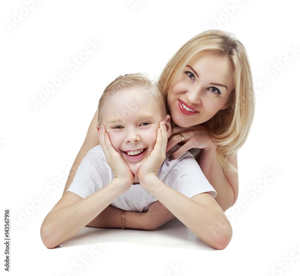 Fototapeta happy mother and son