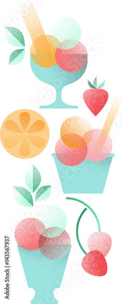 Fototapeta Ice cream collection. Flat style vector Illustration