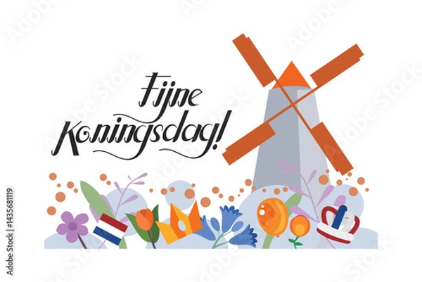 Fototapeta Translation: April 27, Happy King's Day. Fijne Koningsdag! vector illustration. Suitable for greeting card, poster and banner. 