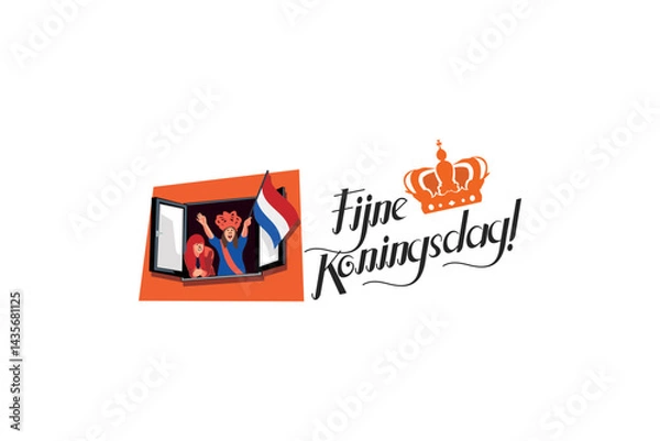 Fototapeta Translation: April 27, Happy King's Day. Fijne Koningsdag! vector illustration. Suitable for greeting card, poster and banner. 