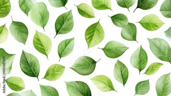 Fototapeta Delicate green leaves pattern