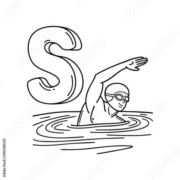 Fototapeta An illustration of letter S stand for Swim