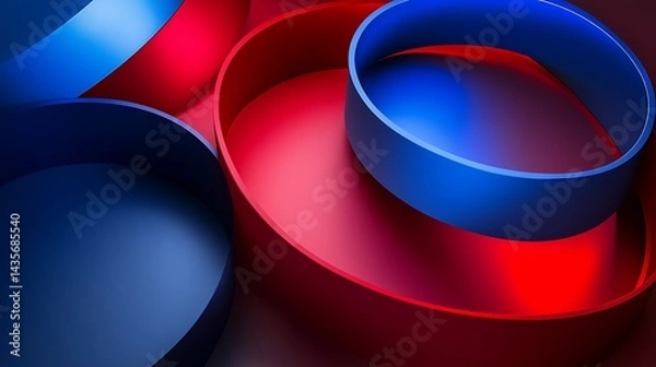 Fototapeta Red blue circles abstract background.