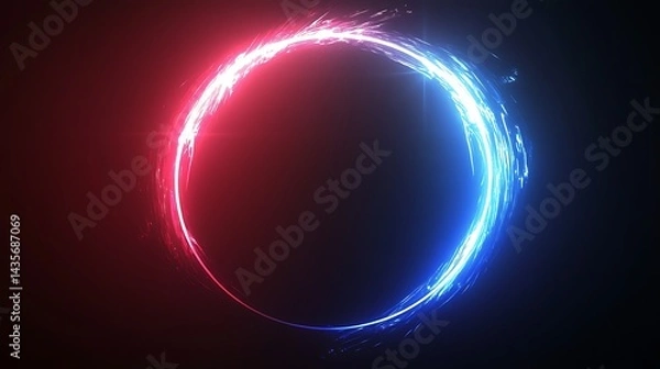 Fototapeta Red Blue Light Circle Abstract.