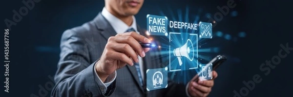 Fototapeta Digital manipulation of news and disinformation.