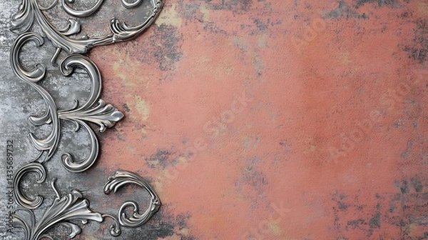 Obraz Ornate Silver Frame with Rusty Texture.