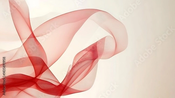 Fototapeta Red fabric flowing with abstract background.