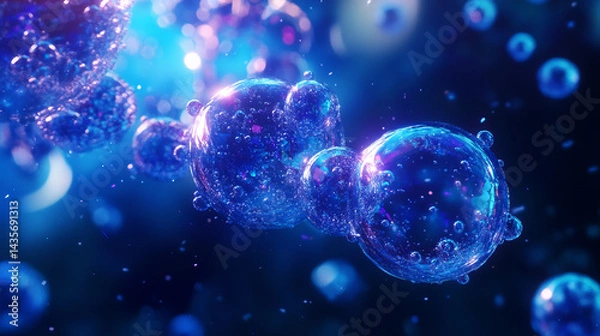 Obraz Network background abstract animation graphic or blue molecules