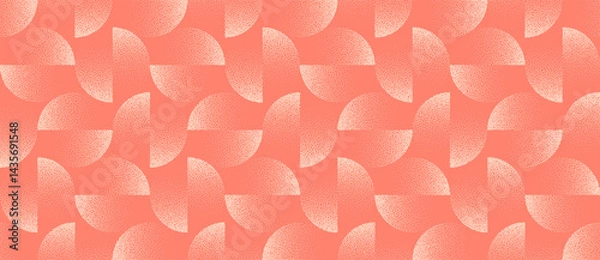 Fototapeta Abstract coral ultra wide background with elegant half-circle dotwork texture. Soft grain gradients and graphic balance create rhythmic, modern vector pattern. Perfect for bold visuals, textiles or UI